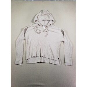 Guru Sweater Womens Medium Knit Pullover Hoodie Mock Neck Light Gray Rayon Blend